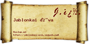 Jablonkai Éva névjegykártya