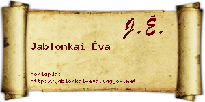 Jablonkai Éva névjegykártya